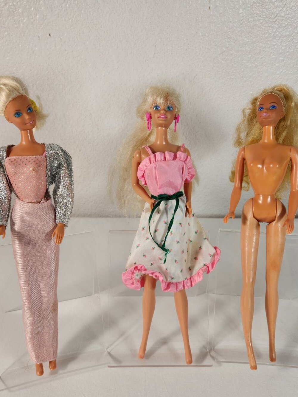 Vintage 1980s Barbie and Outfits Jewel Secrets + Rose Pattern Skirt Lot of 3